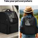 Amazon Basics Pet Backpack for Cats & Small Dogs, Collapsible Travel Carrier with Ventilated Mesh, Removable Pad, and Safety Leash, Black