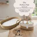 Baby Changing Basket Set, 100% Natural Seagrass Artisan Crafted
Set of 4 Pieces Unisex Moses Basket With Diaper Caddy, Towel, Portable Changing Pad & Dual Layer Waterproof Cover