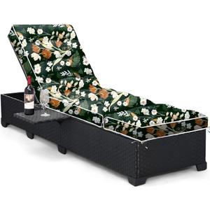 Outdoor Chaise Lounge Chair Cushion, Waterproof Non-Slip Patio Chaise Lounge Cushions for Outdoor Furniture, Thickened Patio Pool Lounge Chair Cushion, 76.4 x 22.8 x 4.7 Inches, Green Floral