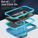 5 x for iPhone 15 Pro Case [Compatible with MagSafe], Heavy Duty Shockproof 3-Layer Full-Body Protection Rugged Cover, Drop-Resistant and Wireless Charging Friendly (Aqua, iPhone 15 Pro)
