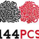 144Pcs Iron on Letters and Numbers Patches, Black and Red Iron on Letter Patches,Adhesive Alphabet Embroidered Patch A-Z,Numbers 0-9 Applique for Clothes, Dress, Hat, Socks, Jeans, DIY Accessories