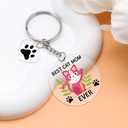 2 x Cat Mom Keychain Cat Lover Gifts for Women Pet Owner Gift Keyring Mother's Day Christmas Halloween Birthday Gifts for Sister Friend Teen Girls Daughter Mom Pet Lover Owner Acrylic Keychain for Women