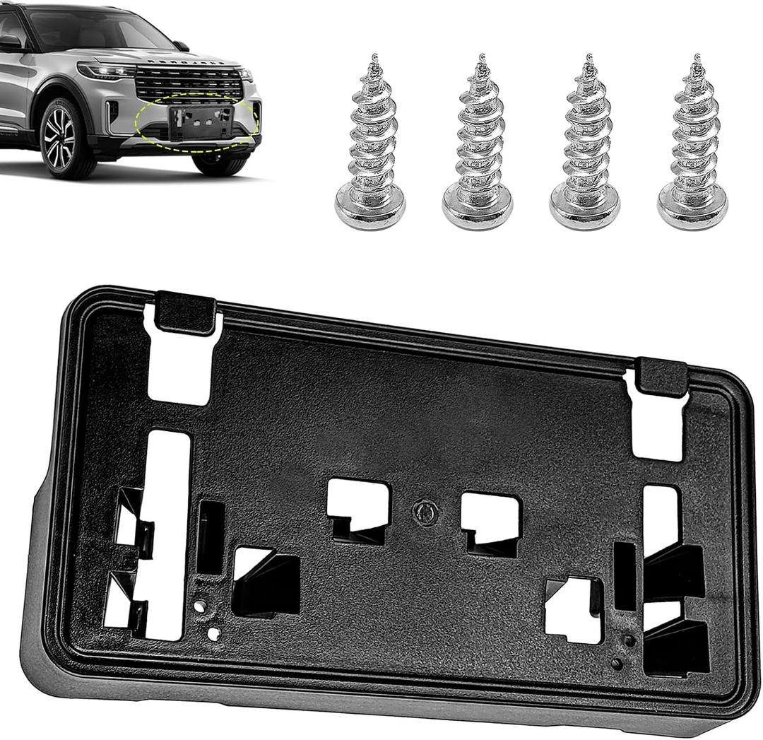 License Plate Frame Compatible with Fd F150 2.7L 3.0L 3.5L 2021 2022 2023, Front Bumper License Plate Bracket Replace OE # FO1068187, ML3Z-17A385-BB