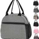 Lunch Bag Women, Lunch Box for Adult Men Kids Girls, Small Cute Lunchbox Tote Large Capacity Insulated Lunch Container Cooler for Work School Picnic Travel, Black White Stripes