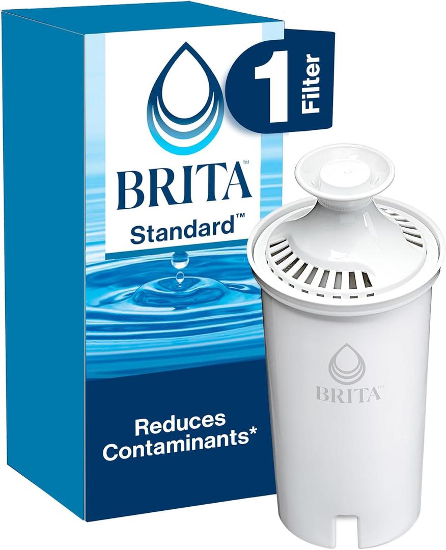 Brita Standard Water Filter, BPA-Free, Replaces 1,800 Plastic Water Bottles a Year, Lasts Two Months or 40 Gallons, Includes 1 Filter, Kitchen Essential