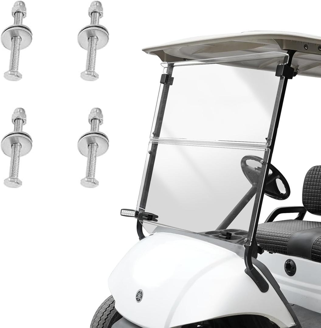 Golf Cart Windshield for Yamaha G29 2007-2016, Clear/Tinted Fold Down Windshield Anti-UV Impact Resistant