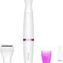 Bikini Trimmer, Funstant Electric Razor for Women with Comb, Cordless Safe Hair Trimmer Floating Foil for Dry Use, Battery Operated Personal Shaver for Lady Girl, Pubic Hair, Delicate Private Area (Seashell White)