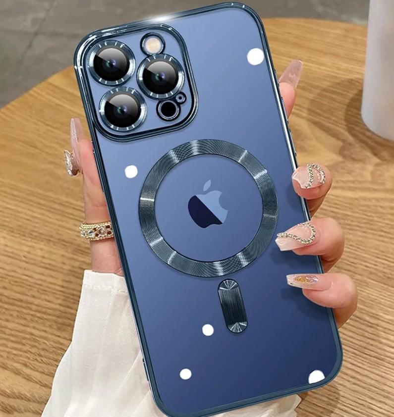 ZIYE Magnetic Case Made for iPhone 16 Pro Max 6.9 Inch [Compatible with MagSafe] Full Camera Lens Protection, Clear Luxury Phone Cover Soft TPU Bumper Drop Protective Case for Women Men, Blue