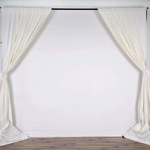 Efavormart 2 Pack | Ivory Fire Retardant Scuba Polyester Curtain Panel Backdrops Wrinkle Free with Rod Pockets - 10ftx10ft