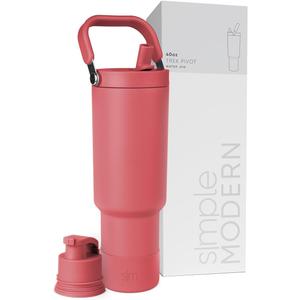 Simple Modern Trek Pivot | 40oz Flip Straw Tumbler with Handle | Water Bottle & Boot | Interchangeable Straw & Chug Lids | Insulated Stainless Steel Jug | Gym Sports Outdoors | Spiced Coral