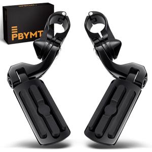 PBYMT Highway Pegs Short Angled 304 Stainless Steel, Highway Footpegs Footrest Fit For 1''&1.25''(25/32mm) Crash Bars Compatible with Harley Davidson Touring Road Glide Road King Street Glide Black