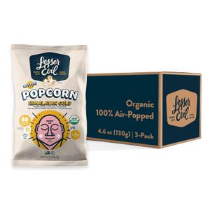 LesserEvil Himalayan Gold Organic Popcorn, Premium Quality, Minimally Processed, No Vegetable Oil, 4.6 Oz (Pack of 3) (EXP 01/04/27)