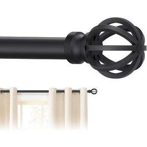Black Curtain Rods for Windows 28 to 48 Inch, 5/8" Diameter Heavy Duty Metal Adjustable Small Drapery Rod With Bracket