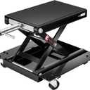VIVOHOME 1100 Lbs Steel Wide Deck Motorcycle Lift ATV Scissor Lift Jack with Dolly and Hand Crank Bikes Garage Repair Hoist Stand Black