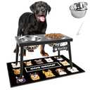 ADENGL Metal Raised Dog Bowl Stand for Large and Medium Dogs, Stronger Elevated Dog Bowls with Sprill Proof Mat, Pet Food & Water Bowls 10" Tall Dogs Feeder (58OZ-Stainless Steel Pet Bowl, Mat-16x24)