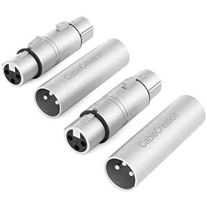 CableCreation [2-Pair XLR Male to Male & XLR Female to Female 3PIN Adapter Connector Compatible with Microphone,Mixer,Silver