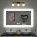 60"x 36" LED Bathroom Mirror, Double Lighting Sources Dimmable, Backlit + Front Lit, Anti-Fog, Stepless Dimmable, Lighted Bathroom Vanity Mirror for Wall Tempered Glass (Horizontal/Vertical)