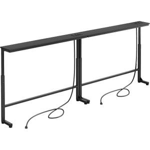 Kitstorack 2-Pack Black Narrow Console Table Behind Couch, Adjustable Height (25"-33") & 2 Power Outlets, Skinny Entryway Sofa Table 5.9" Deep x 79" Long, Split Design for Separate Use