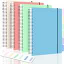 Spiral Notebook, Wide Ruled Notebook Journal, 8.5" x 11" Lined Journal Notebook Pack, A4 Large Subject Notebook for School, Work, Notes, 560 Thick Paper, 24pcs Index Tabs, Assorted Pastel Notebook