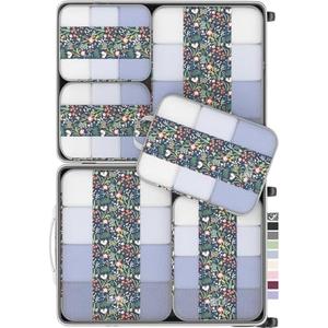 5 Set Compression Packing Cubes for Travel Essentials,Compressible Expandable Packing Cubes for Suitcase,OlarHike Luggage Organizer Bags for Travel(Dark Blue Floral)
