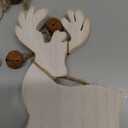 Sanwuta 2 Pieces Reindeer Christmas Decor Christmas Deer Desk Decor Indoor Rustic Reindeer Standing Tabletop Decoration Wooden Deer Table Decoration for Home Lawn Garden(Yellow Bell)