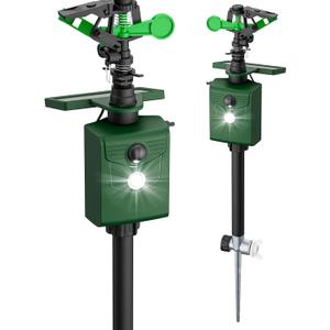 Motion-Activated Sprinkler, Solar Animal Repellent Outdoor - Deer Cat Deterrent with Motion Sensor & Flashing Lights, Protects Yard & Garden from Deer, Cats, Raccoons