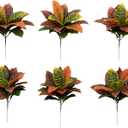 Nearly Natural 17 Garden Croton Artificial (Real Touch) (Set of 6) Silk Plants, Multi