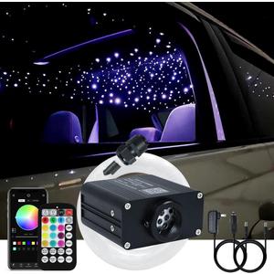 AKEPO 16W Twinkle APP Fiber Optic Starlight Headliner Lights Kit, 650pcs 13.1ft/4m 0.03in Optical Fiber Star Music Activated RGBW Ceiling Light Kit for Car Headliner Star/Home