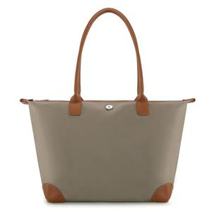 Milan Chiva Nylon Tote Bag for Women Large Shoulder Bag with Zipper Lightweight Foldable Work Tote for Ladies Handbag for Weekend and Everyday MC-536KH-BR