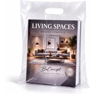 Infinite Pack 100 Clear Plastic Merchandise Bags with Handles 12"x15" | 1.25Mil Thick Glossy Retail Shopping Bags for Small Business Boutique Bag Clear Gift Bags for Shopping, Clothing and Trade Show