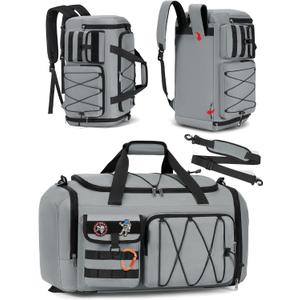 SDYSM Gym Bag for Men 45L Sports Duffel Bags 3-in-1 Travel Duffel Bag with Shoe Compartment, Gym Workout Backpack Carry On Weekender Bag Overnight Bag for Travel, Grey