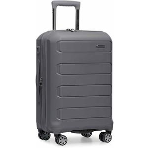 Traveler's Choice Pagosa Hardshell Expandable Luggage with Spinner Wheels, Gray, 22-Inch Carry-on