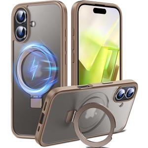 Chicfun 3-in-1 [Magnetic+Kickstand+Ring Holder] for iPhone 16 Plus Case with Stand Ring Holder,Compatible with MagSafe, Military Shockproof Kickstand Case iPhone 16 Plus Desert Titanium