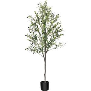 6FT Faux Olive Tree Indoor Realistic Artificial Olive Tree for Home, Office Decor with Natural Trunk Design Perfect Housewarming Gift