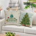 Christmas Pillow Covers, Decorative Winter Holiday Pattern, 18x18 Inch, 4 Piece Set