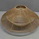 Front Door Chandelier Ceiling Pendant Light Rattan E27 with Lampshade Retro Living Room Kitchen Inn Aisle(Size:60X60X21CM,Color:A)