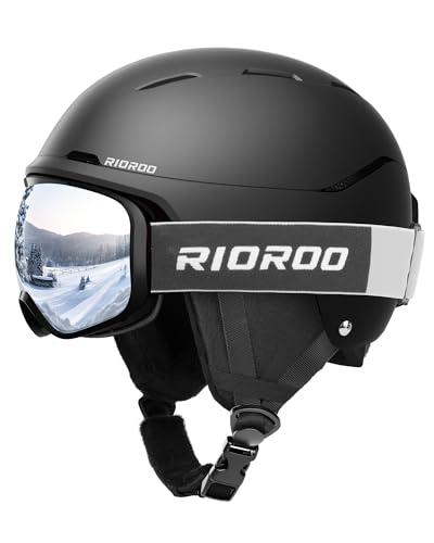 RIOROO Ski Helmet and Goggles Set, Men Women & Youth, Shockproof Snow Helmet Anti Fog OTG Snow Goggles for Skiing Snowboarding, M