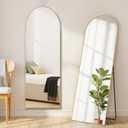 Arched Mirror Full Length, Upgraded 16"x59" Body Wall Mirrors with Shatter-Proof Glass, Floor Standing, Hanging or Leaning, Tall Arch Mirror with Stand Aluminum Alloy Frame for Bedroom Cloakroom (Gold)