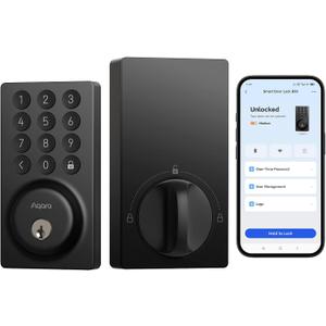 Aqara Smart Lock B50, Built-in WiFi Keypad Deadbolt for Front Door, Black | No Bridge Required, Keyless Entry Door Lock, Easy Installation, Compatible with Alexa & Google Assistant, APP Remote Control