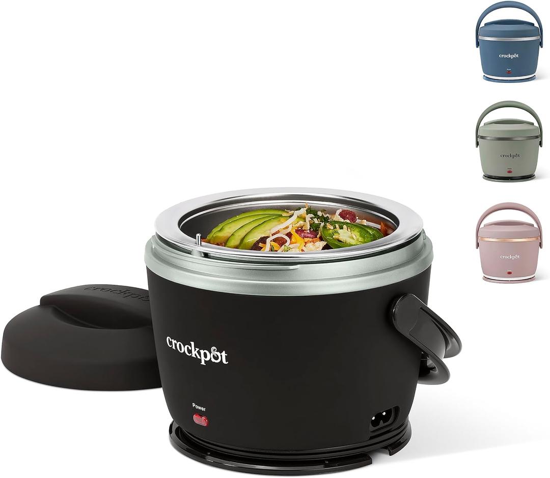 Crock-Pot Electric Lunch Box 20-Ounce Portable Food Warmer Black Licorice Perfect for Travel On-the-Go & Office Use | Stylish Spill-Free & Dishwasher-Safe | Ideal Men & Women's Gifts