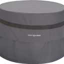 Grey Round Fire Pit Cover Outoor 36 inch Dia Waterproof Patio Deck Propane Fire Bowl Cover 600D Heavy Duty All Weather Resistant