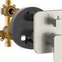 PULSE ShowerSpas 3007-RIVD-BN Two Way Tru-Temp Pressure Balance 1/2" Rough-In Valve with Square Brushed Nickel Trim Kit