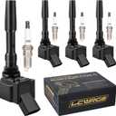 Ignition Coil Pack & Spark Plugs Fits for 1.8 2.0 L4 2014 2015 2016 2017 2018 2019 Volkswagen VW Passat Beetle Jetta GTI Golf Audi A3 S3 Spark Plugs Coils Replaces# UF771 06J905110G UF765