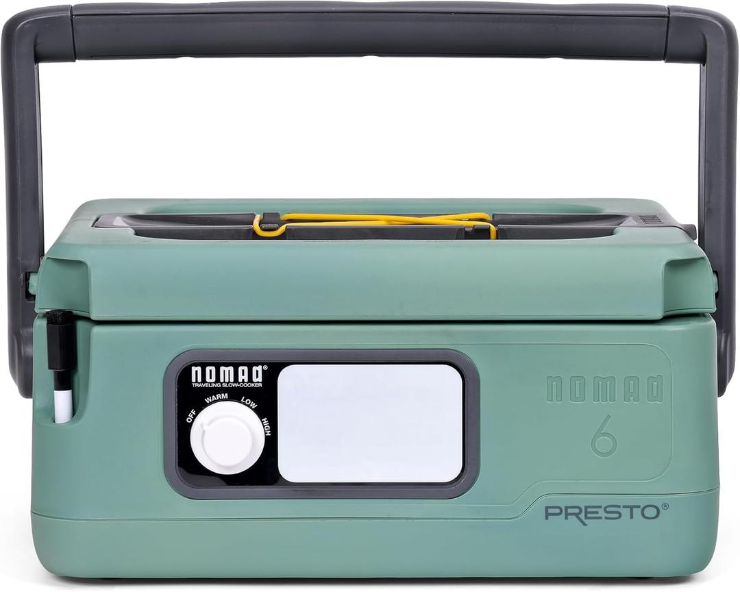 Presto 06016 6-Quart Nomad Traveling Slow Cooker, Locking Lid, Dry Erase Board, Green