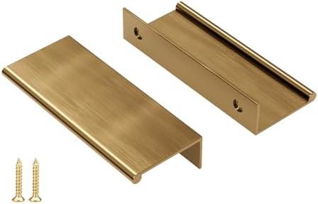 Peaha 10 Pack Kitchen Cabinet Handles 4 inch Champagne Bronze Pulls for Dresser Drawers Door Edge Finger Pull Hardware
