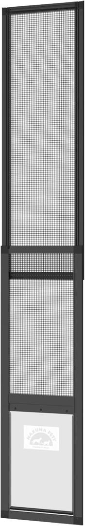 Hakuna Pets V2 Patio Pet Door Screen Insert Panel for Sliding Doors, Fits Door Track Min Ht 62.99" to Max Ht 84.25",UV Resistant Mesh, Locking Magnetic Dog Door, Easy Install and Removal,Large,Black