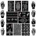 Koogel 18 Sheets 97PCS Henna Tattoo Stencil Kit, Reusable Mehndi Templates for Indian Weddings, Bridal Mehndi, Music Festivals, Summer Parties, Body Art Temporary Tattoo Stencils (Black)