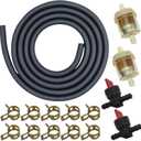 STRONGTHIUM 1/4 in Gas Fuel Line Hose with Clamps Valve & Filters Kit Compatible with Briggs & Stratton Craftsman MTD Kawasaki Kohler Small Engines Generator Powersports Rubber 6.6FT