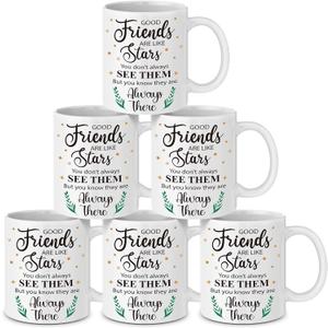 Honeydak 6 Pcs Good Friends Are Like Stars Friendship Gift for Women Ceramic Friends Mugs Cups Bulk 12 oz Friendship Coffee Cup for Female BFF Birthday Holiday Gift Mother's Day Xmas Present