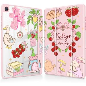 Mektron Case for Samsung Galaxy Tab A9+/A9 Plus 11 2024 Model (SM-X210/X216/X218) with S Pen Holder, Slim Cover Clear Shell + Trifold Stand + Auto Wake/Sleep, Y2K Clipart